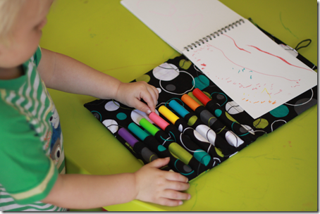 Travel drawing kit to keep kids busy when out and about.