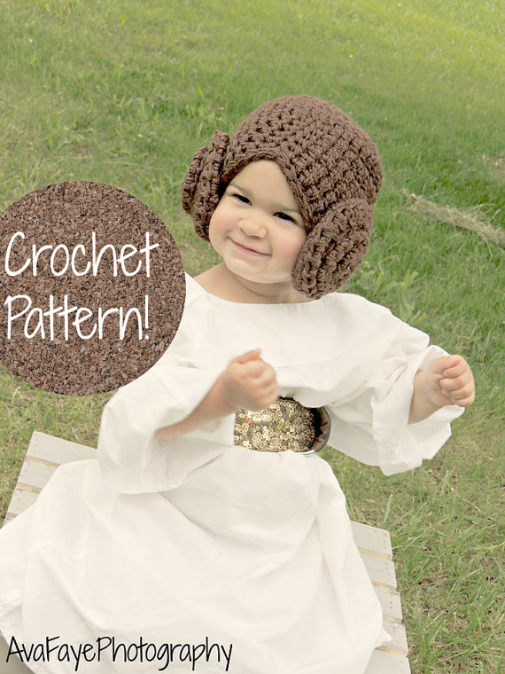 CROCHET PATTERN. Star Wars Princess Leia Hat Crochet Wig Pattern. Preemie. Baby. Toddler. Child & Adult Pattern included!