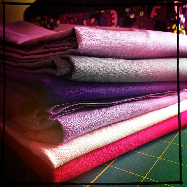 purple fabric stack
