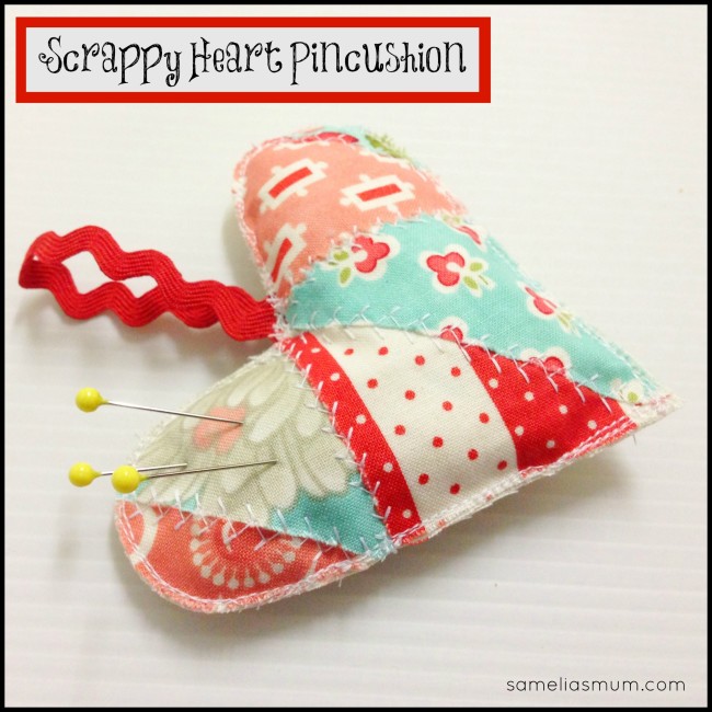 Scrappy Heart Pincushion @ sameliasmum.com