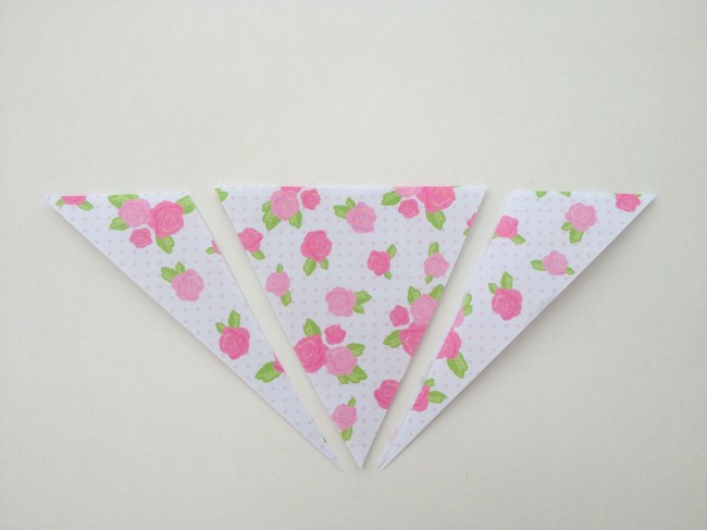 Origami paper bunting triangle