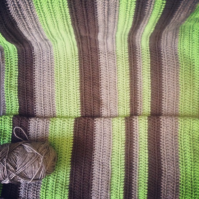 crochet blanket stripe green brown