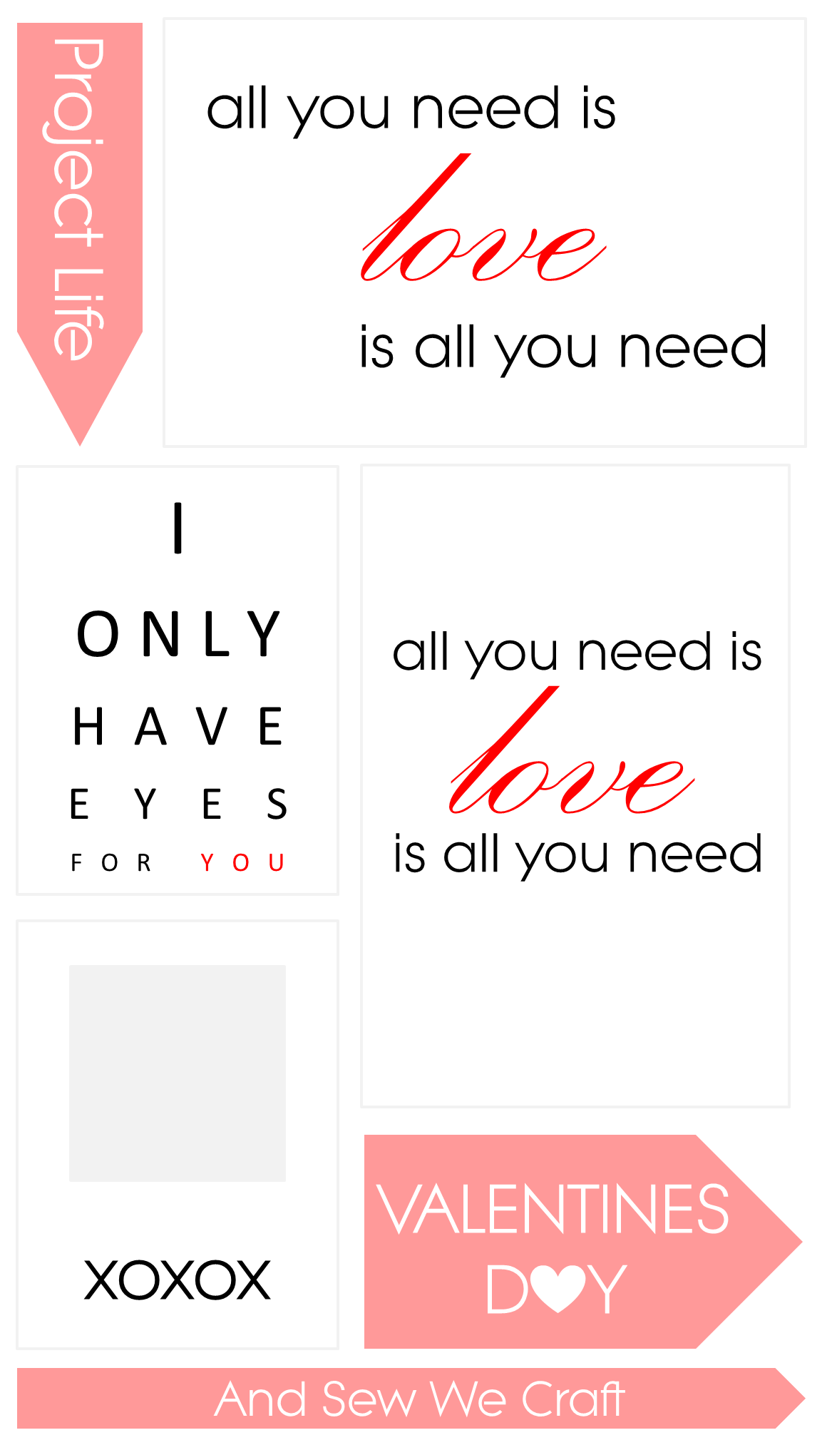 Project Life Valentines Day Printables