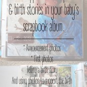 scrapbooking birth photos and stories in your child's baby scrapbook