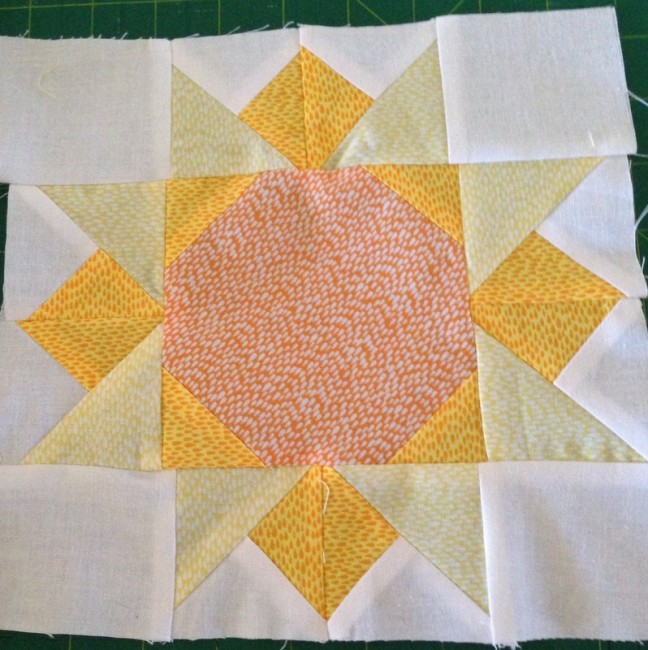 My block using the wrong sized triangles. I ended up trimming down the centre square so I could finish the block to work out if I made any additional mistakes in my planning.