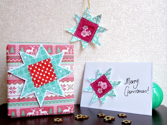 Christmas star fabric gift tags