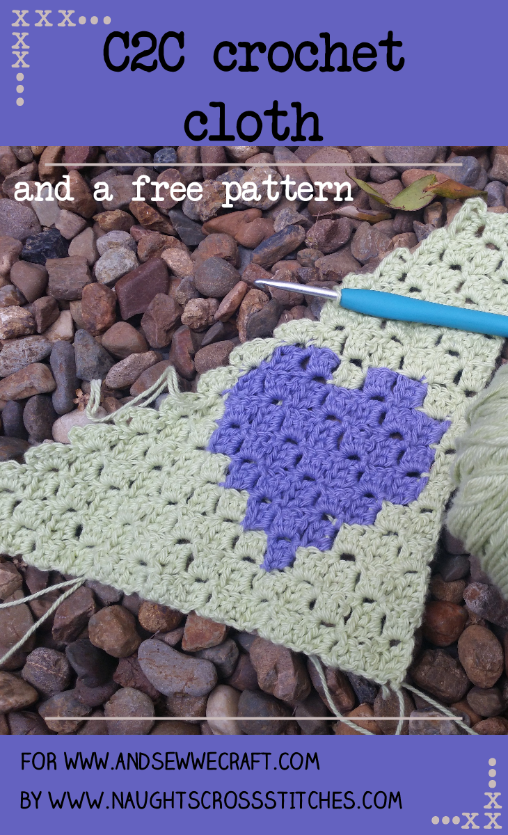 C2C crochet heart with a free pattern