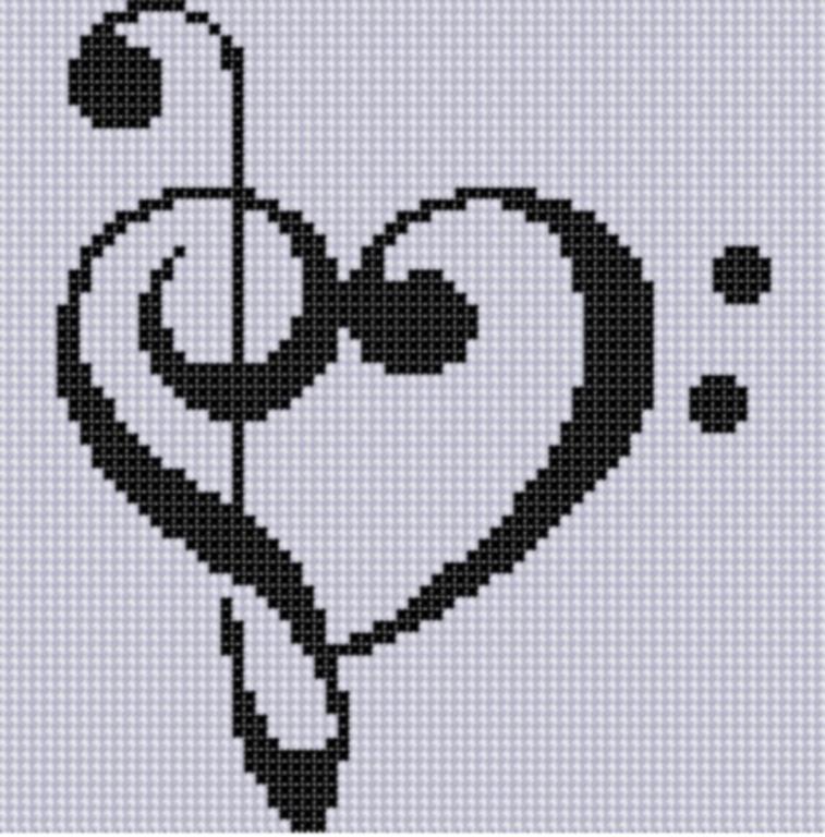 cross stitch heart - music