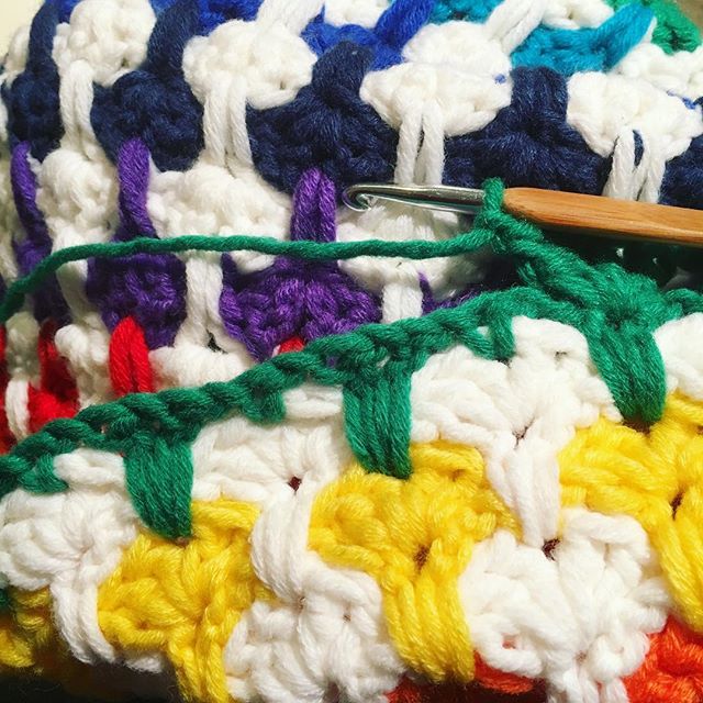 crochet heart blanket green